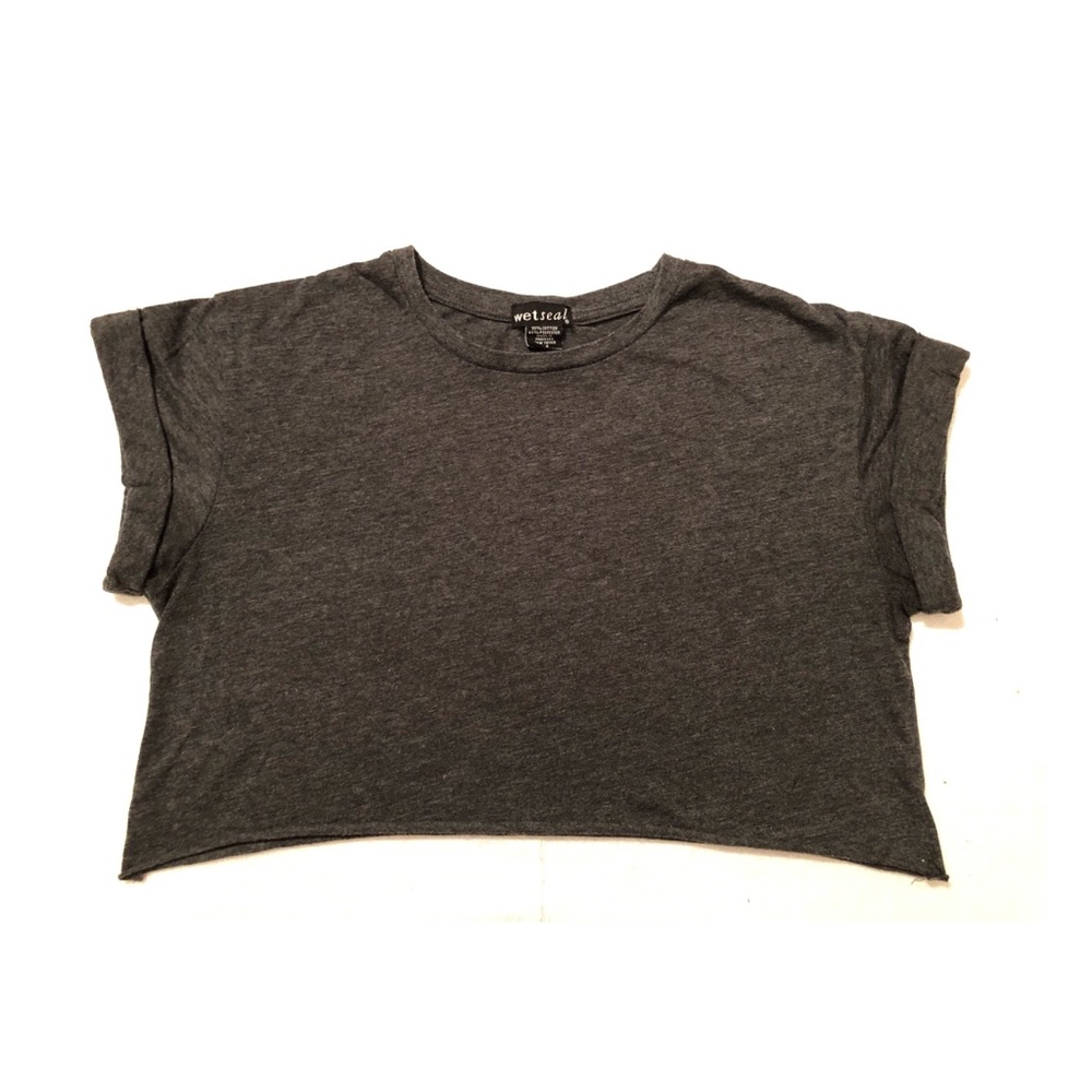 Wet Seal gray cropped t-shirt cotton polyester crop top women junior M